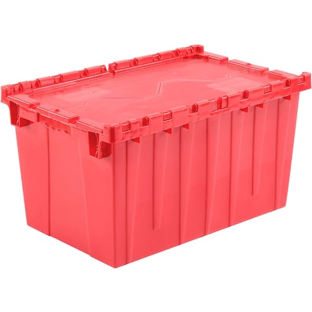 Global Industrial Plastic Attached Lid Shipping & Storage Container, 25-1/4x16-1/4x13-3/4, Red 257812RD